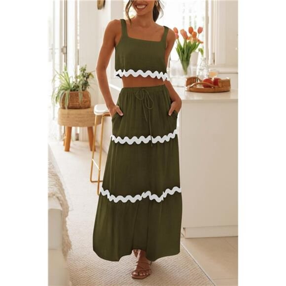 NEW Women's 2-Piece Summer Beach Outfit – Sleeveless Cropped - Picture 6 of 6